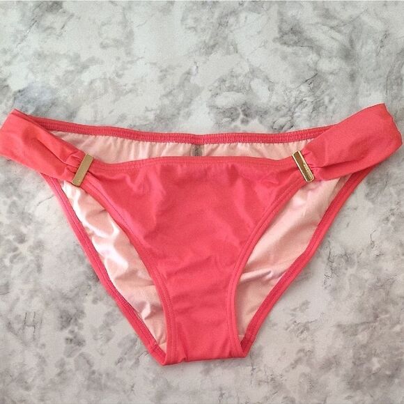 Victoria's Secret 2014 Coral Side Logo Lowrise Bikini Bottoms Large NWOT - Picture 5 of 16